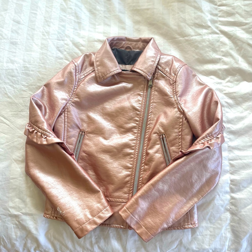 Girls faux leather jacket- like new!
